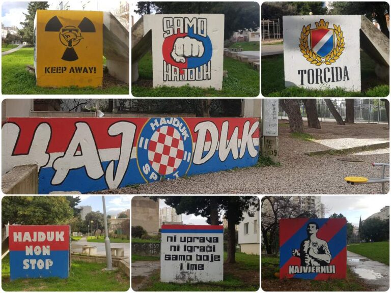 Grafiti Hajduka " Ni uprava ni igrači samo boje i ime", " Najvjerniji", "Keep away "